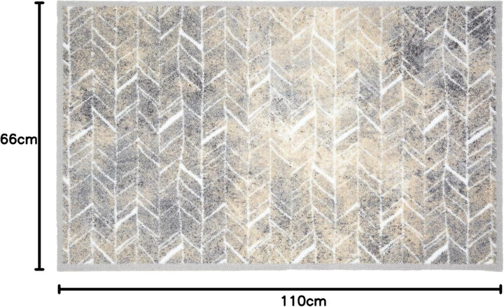 Astra rutschfeste Sauberlaufmatte innen - Fischgrät Linien 66 x 110 cm - Wohnraum Fussmatte Design -