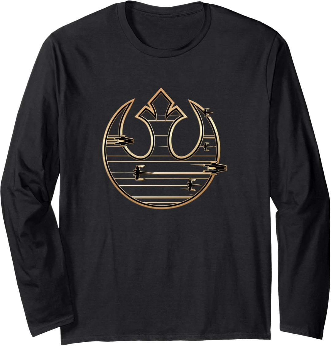 Star Wars Last Jedi Gold Platinum Rebel Fleet Logo C2 Langarmshirt
