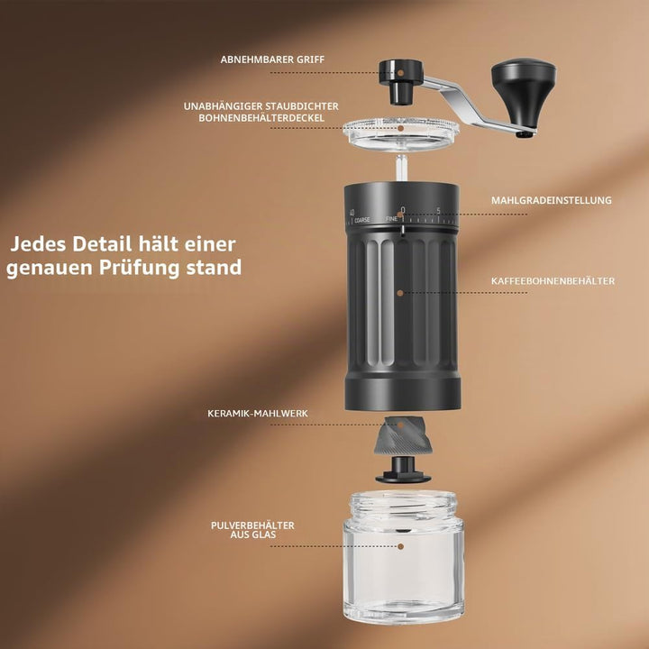 Tragbarer Kaffeemühle Konischer Mahlwerk für Espresso French Press Pour Over Doppellager Äusserer Ei