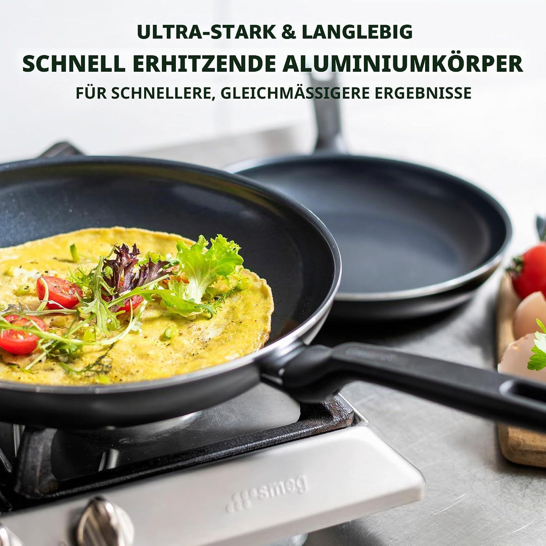 GreenPan Memphis Bratpfannen-Set (24 cm und 28 cm), gesunde keramische Antihaftbeschichtung, PFAS-fr
