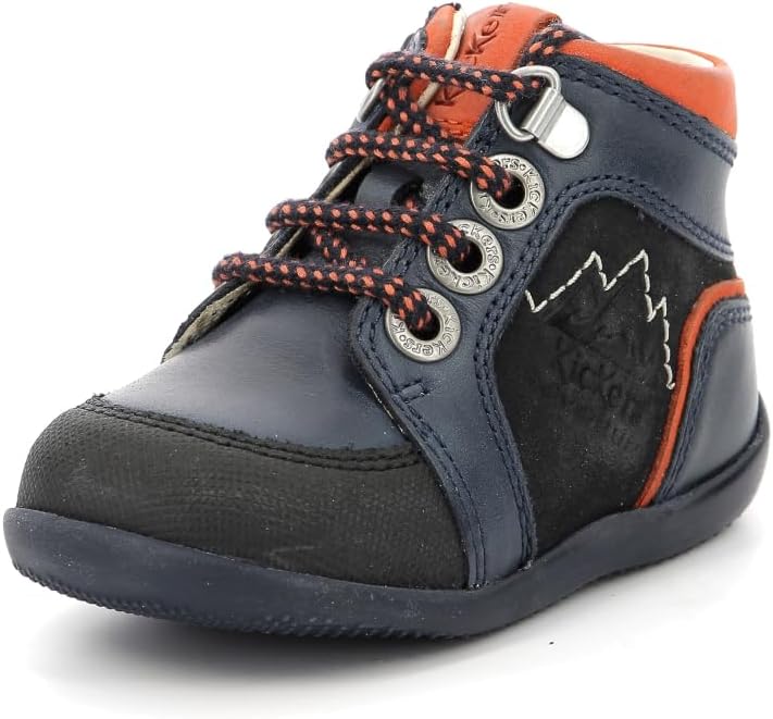 Kickers Baby-Jungen Bins Mountain Oxford-Schuh 22 EU Marineblau Orange, 22 EU Marineblau Orange