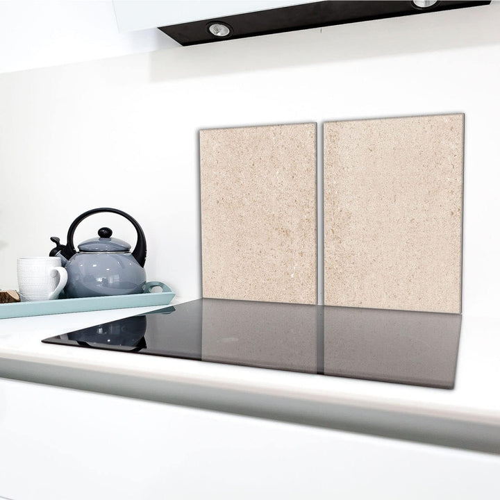 Herdabdeckplatten Set 2x40x52 cm Ceranfeld Abdeckung Glas Spritzschutz Abdeckplatte Glasplatte Herd