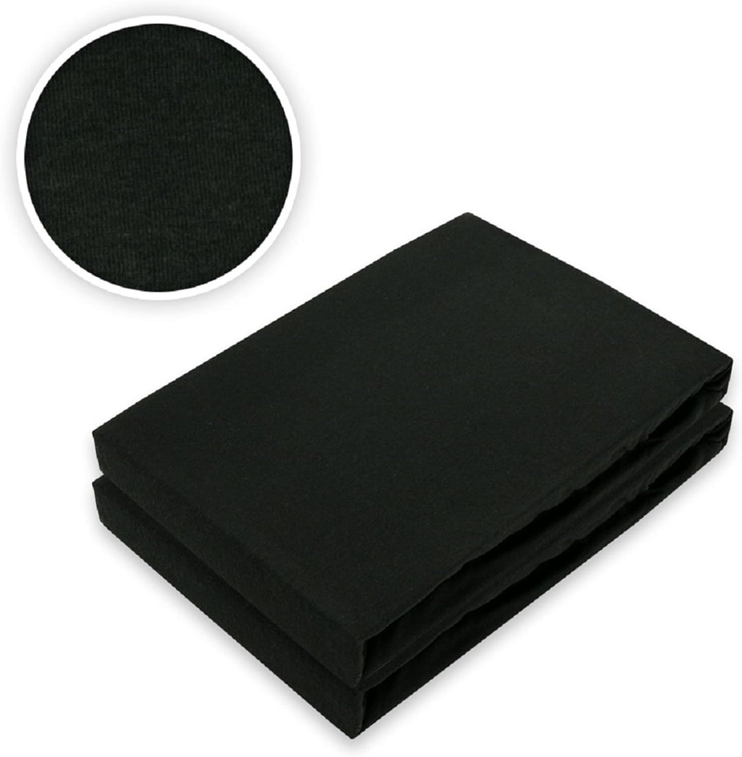 EXKLUSIV HEIMTEXTIL Jersey Spannbettlaken Doppelpack Rundumgummizug 200 x 220 cm Schwarz Schwarz 200