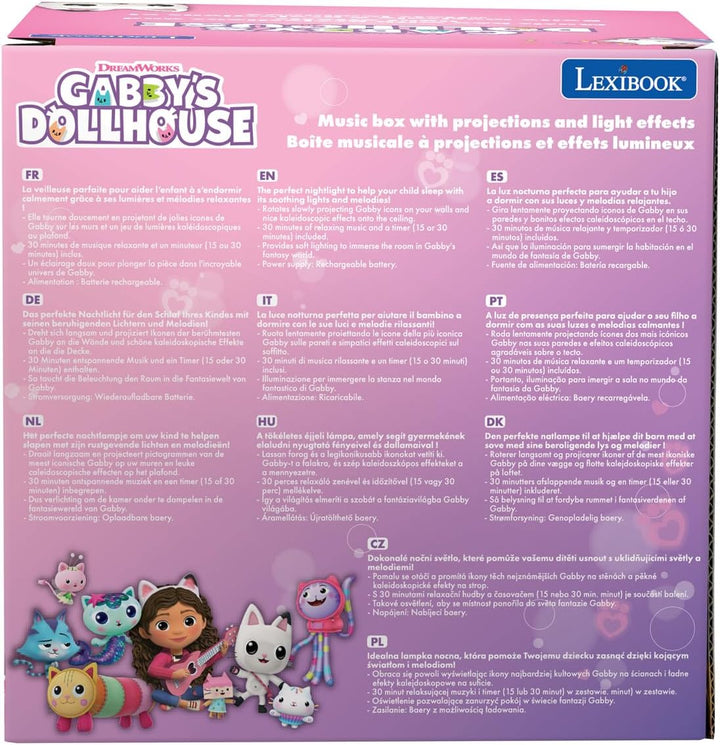 Lexibook, Gabby's Dollhouse, Nachtlicht mit Lautsprecher, Projektionen der Gabby's Dollhouse-Serie,