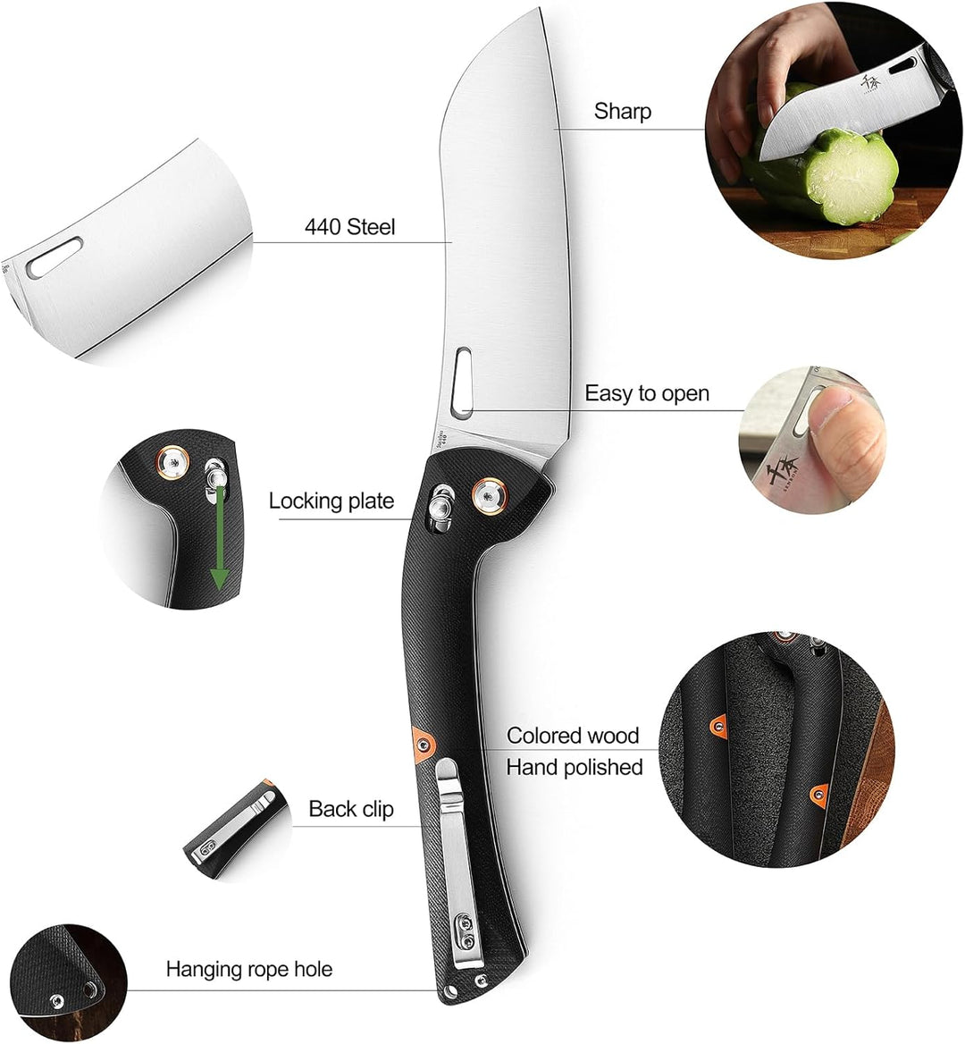 SENBON 440 Sharp Falten Chef Messer G10 Griff Obst Messer Camping Outdoor Back Clip Tragbares Obst G
