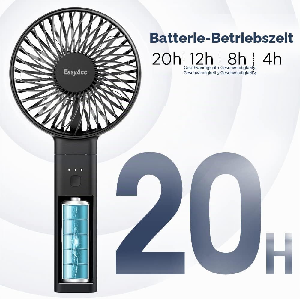 EasyAcc Handventilator Tragbarer Akku USB Ventilator/Tragbarer Mini Lüfter Elektrischer 20 Stunde Au