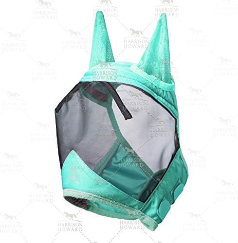CareMaster Pro Luminous Pferde Fliegenmaske Standard mit Ohren UV-Schutz für Pferde-Sommer Minze (M)
