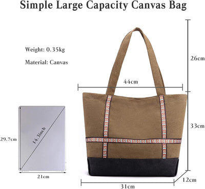 CORIOS Damen Henkeltaschen Canvas Tote Beutel Multifunktionale Henkeltasche Grosse Kapazität Schulte