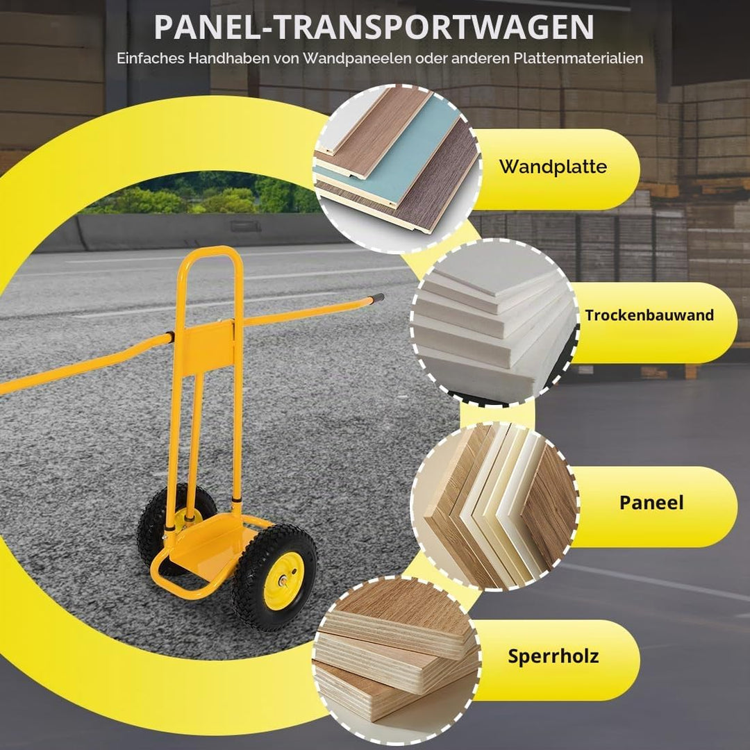 Plattenkarre Platten Transportwagen Tragkraft 500 KG mit 4 Vollgummi Rädern Abnehmbarer Bollerwagen