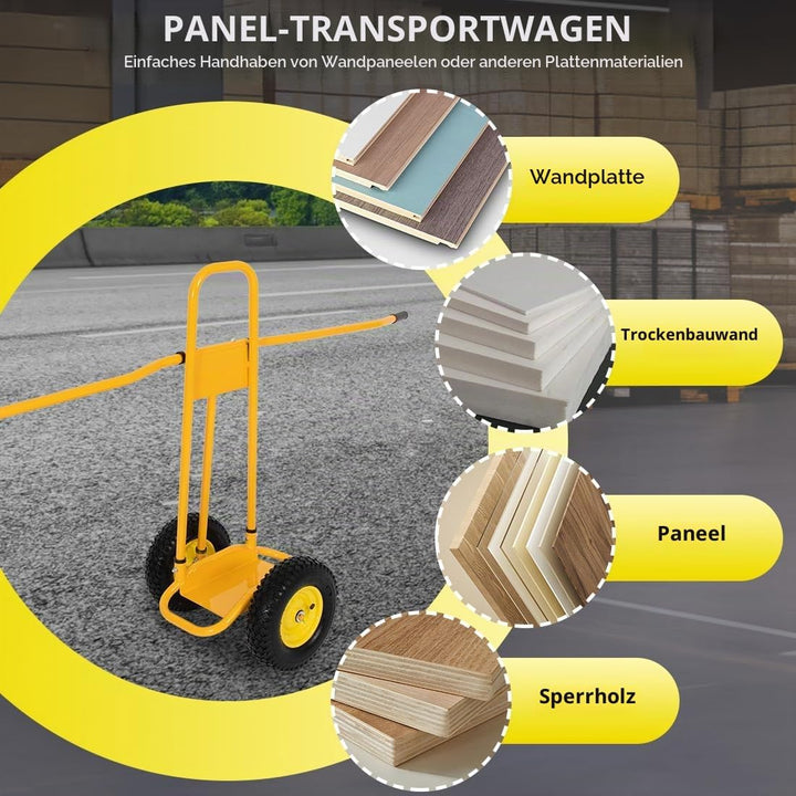 Plattenkarre Platten Transportwagen Tragkraft 500 KG mit 4 Vollgummi Rädern Abnehmbarer Bollerwagen