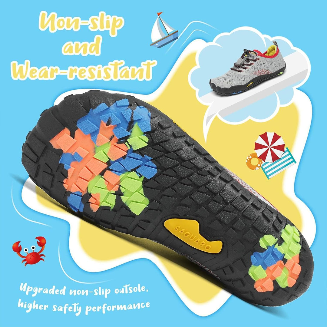 SAGUARO Kinder Barfussschuhe Schnell Trocknend Badeschuhe,24-36 EU 24 EU Grau, 24 EU Grau