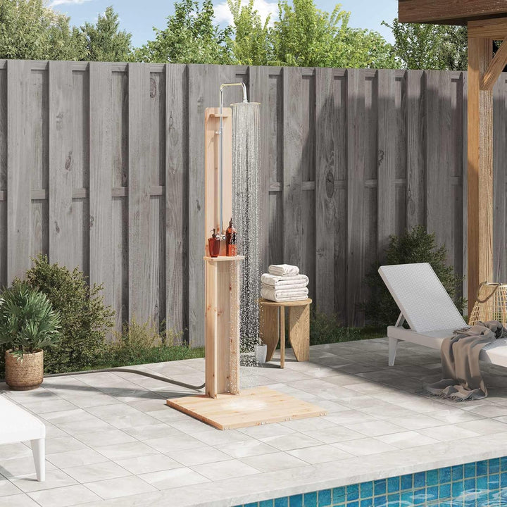 vidaXL Outdoor-Dusche Natur 75 x 76 x 217 cm Massives Kiefernholz, Garten und Terrasse, coole freist