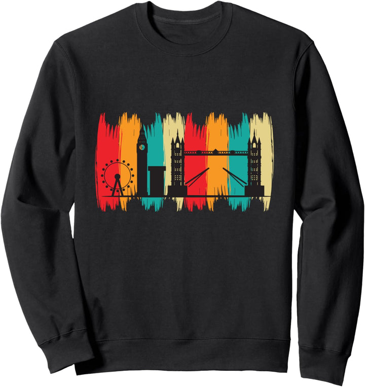 London Retro Skyline mit Turmbrücke aus England Sweatshirt