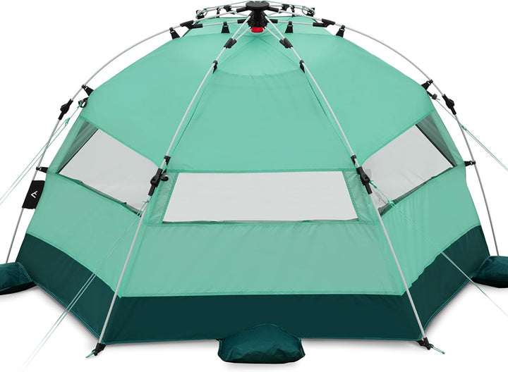 qeedo Quick Bay Strandmuschel für 2 Personen mit UV-Schutz 80+ und 360° Panorama View - leichtes Str