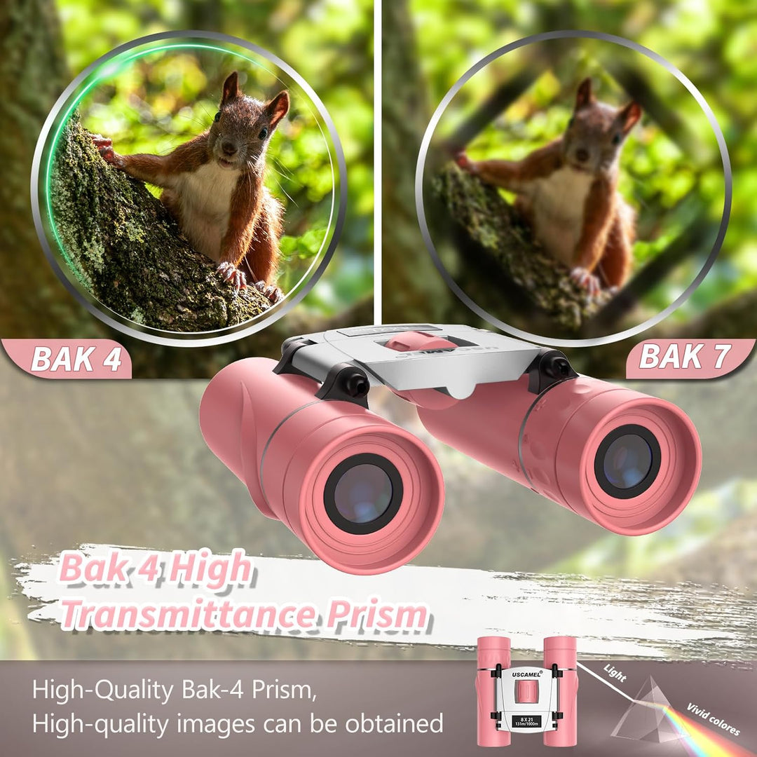 USCAMEL Fernglas für Kinder, Kompakt 8×21 Fernglas Erwachsene, Mini Reisen Fernglas für Vogelbeobach