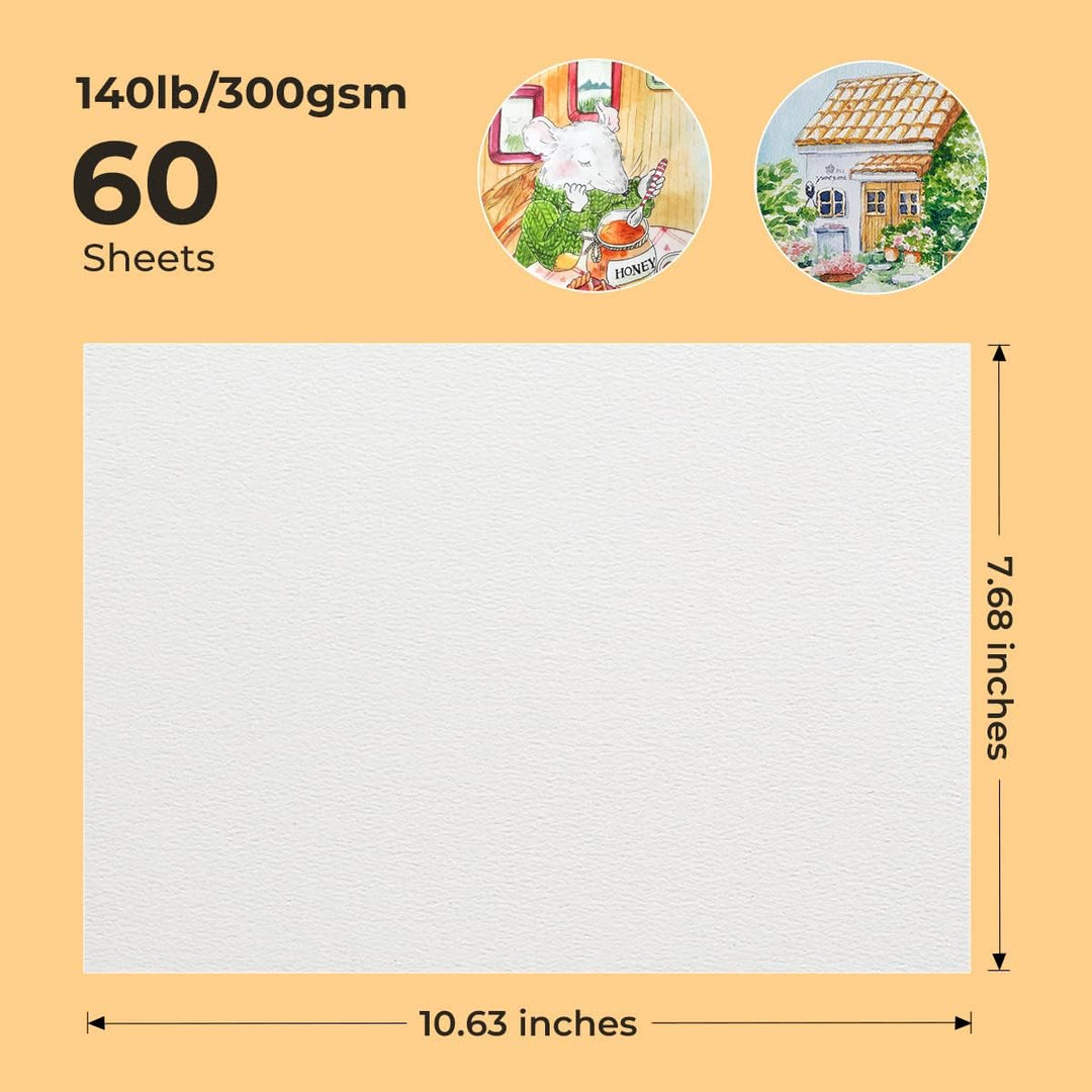 Paul Ruben Aquarellpapier 60 Blatt, 50% Baumwolle, 300 g/m², säurefrei, lose, weiss, kaltgepresst, f