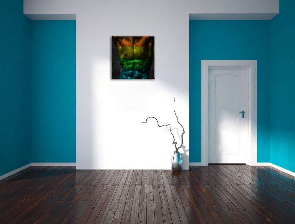 Pixxprint Sixpack Body Mann als Leinwandbild Quadratisch/Grösse: 70x70 / Wandbild/Kunstdruck/fertig