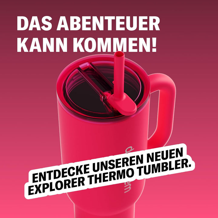 waterdrop® Thermobecher mit Strohhalm 1,1L – Auslaufsichere, robuste Trinkflasche mit aufklappbarem