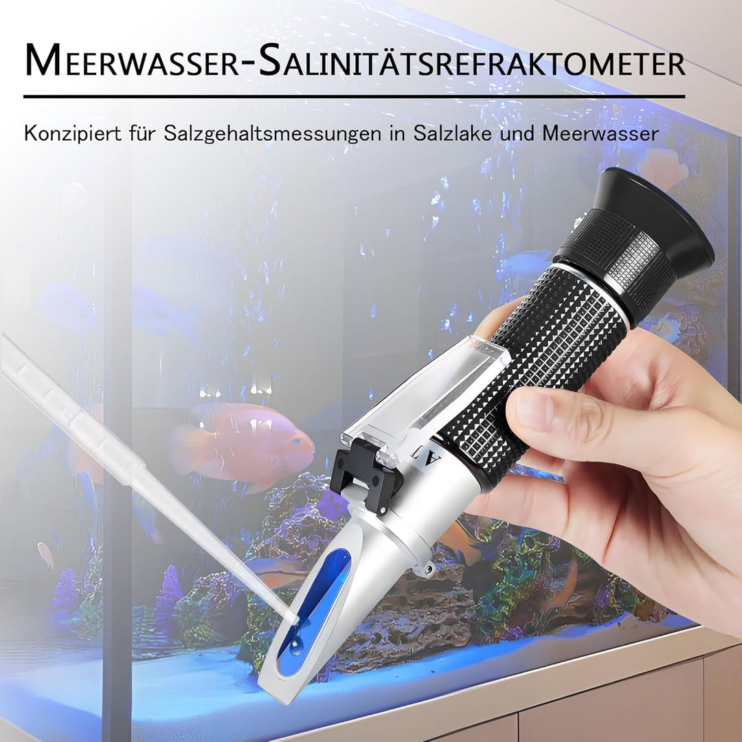 Meerwasser Salzgehalt Refraktometer,V·RESOURCING Handheld Messgerät Salinometer Refraktometer 0-10%