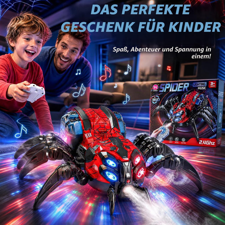 Ferngesteuertes Spinnenspielzeug für Kinder, Roboterspinne mit Nebel, Lichtern, Musik, RC-Spinnenspi