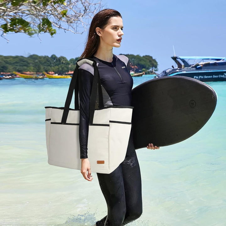 Lubardy Strandtasche XXL Familie Gross Damen Badetasche Shopper mit Reissverschluss Wasserdicht 40L