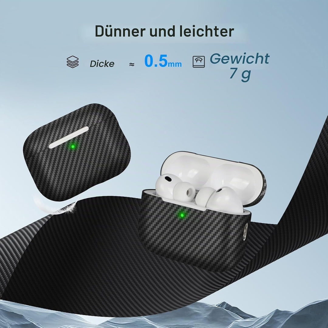 memumi Carbon Hülle für AirPods Pro 3, 0.5 mm Superdünne, Hülle aus echter Carbon für AirPods Pro 3
