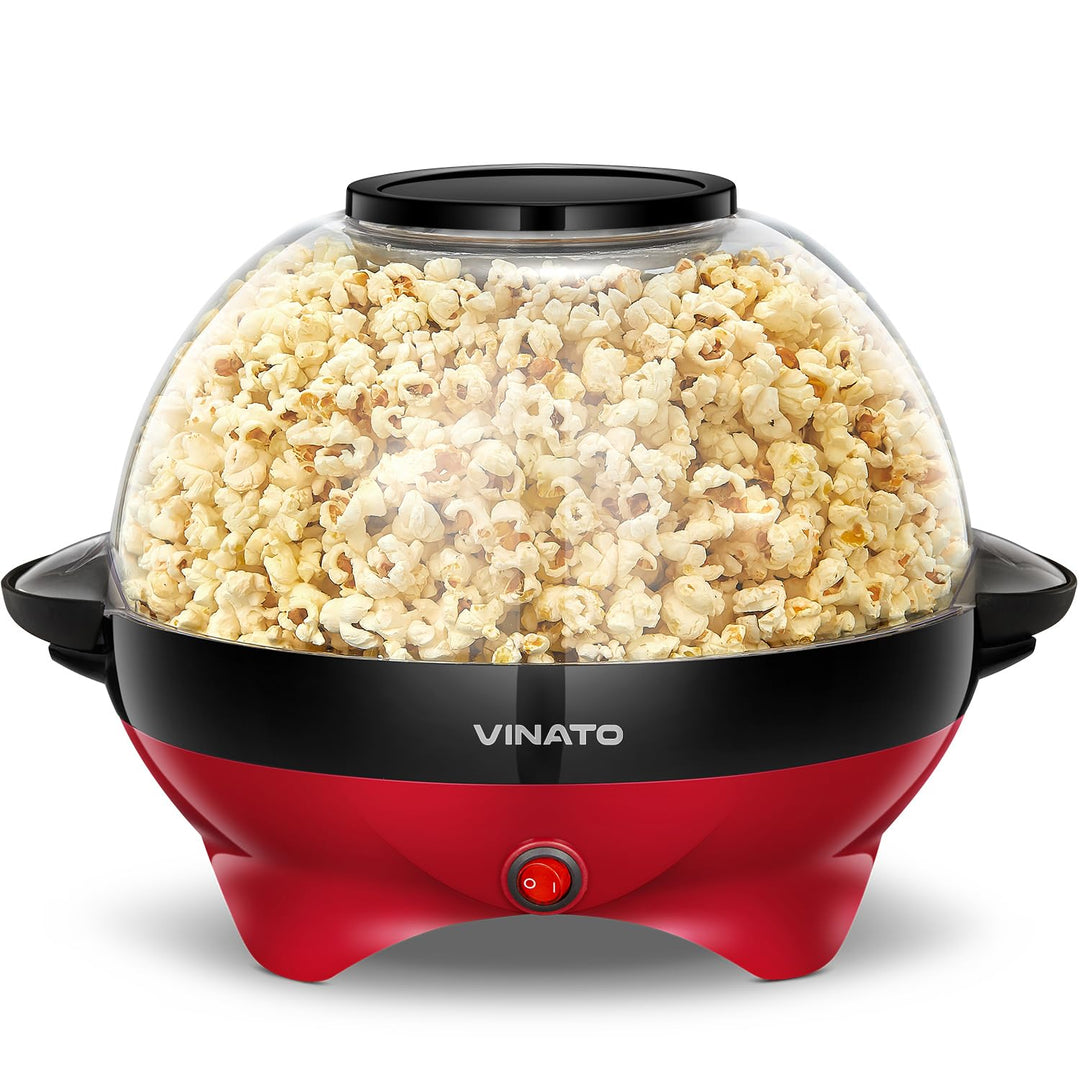VINATO Popcornmaschine, Popcorn Maschine mit Zucker, Öl, Butter, 5L Popcornmaschine Gross für Zuhaus