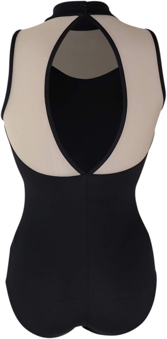 LULLI Dancewear Damen Ballett Trikot/Body/Leotard Ariela mit Stehkragen - Farbe: Schwarz/Nude - Grös