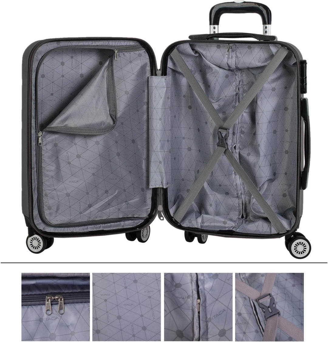 ITACA - Trolley Handgepäck Cabin Trolley Koffer Reisekoffer Hartschalenkoffer mit Zahlenschloss - Ka