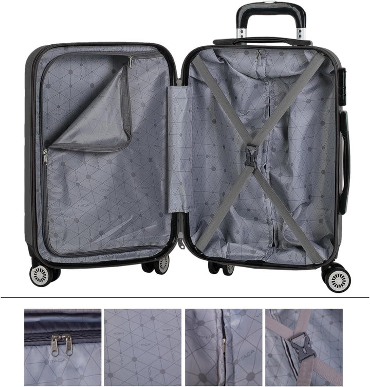 ITACA - Trolley Handgepäck Cabin Trolley Koffer Reisekoffer Hartschalenkoffer mit Zahlenschloss - Ka