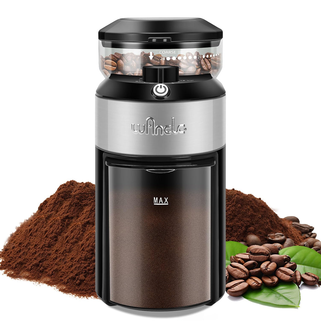Wancle Kaffeemühle mit 28 Mahlgrad-Einstellungen, präzises Mahlen für 2-12 Tassen, leicht zu reinige