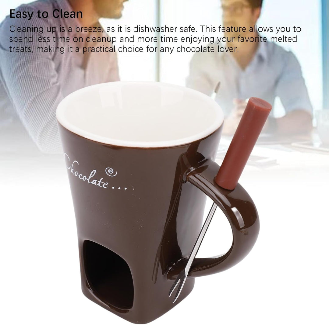 Agatige Keramikschokoladenschmelzmolkerte, Mini Fondue Coffee Coffee Tasse Fondue Pot Set mit Gabel