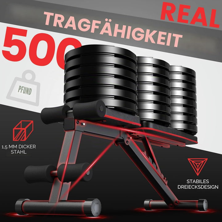 PASYOU Hantelbank Klappbar Verstellbar, Multifunktions Trainingsbank Schrägbank für Ganzkörper-worko