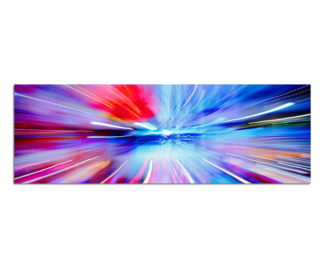 Paul Sinus Art Panoramabild auf Leinwand und Keilrahmen 150x50cm Lichter Farben bunt abstrakt Tunnel