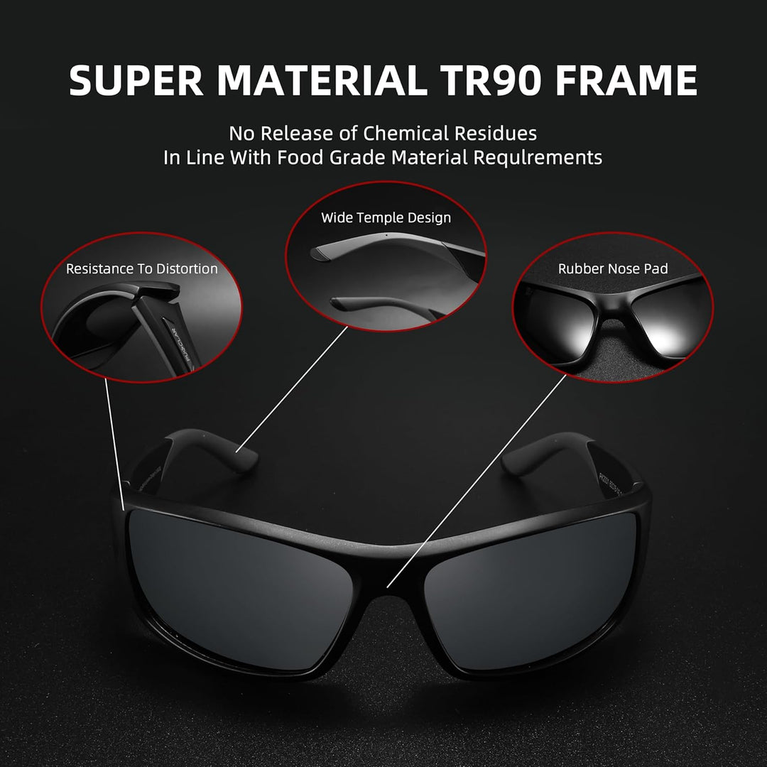 PUKCLAR Herren Sonnenbrille Polarisierte Sportbrille Radsportbrillen Fahrerbrille Damen UV400 Schutz
