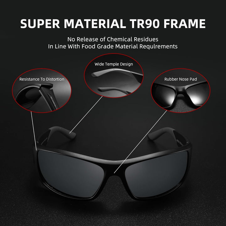 PUKCLAR Herren Sonnenbrille Polarisierte Sportbrille Radsportbrillen Fahrerbrille Damen UV400 Schutz