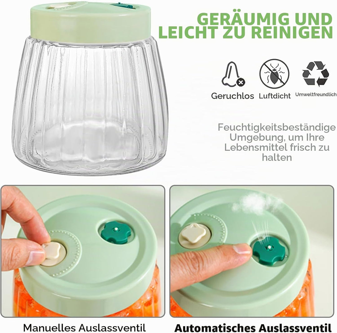 2 Stück Fermentierglas Mit Gärventil 1000ml, Gärglas Mit Luftauslassventil, Fermentation Jar Ferment