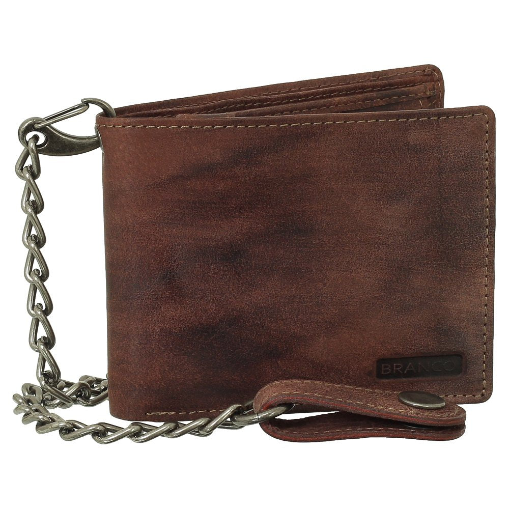 Ledershop24 Luxus Leder Bikerbörse mit Kette Geldbörse Portemonnaie Geldbeutel 12,5 cm vers. Farben