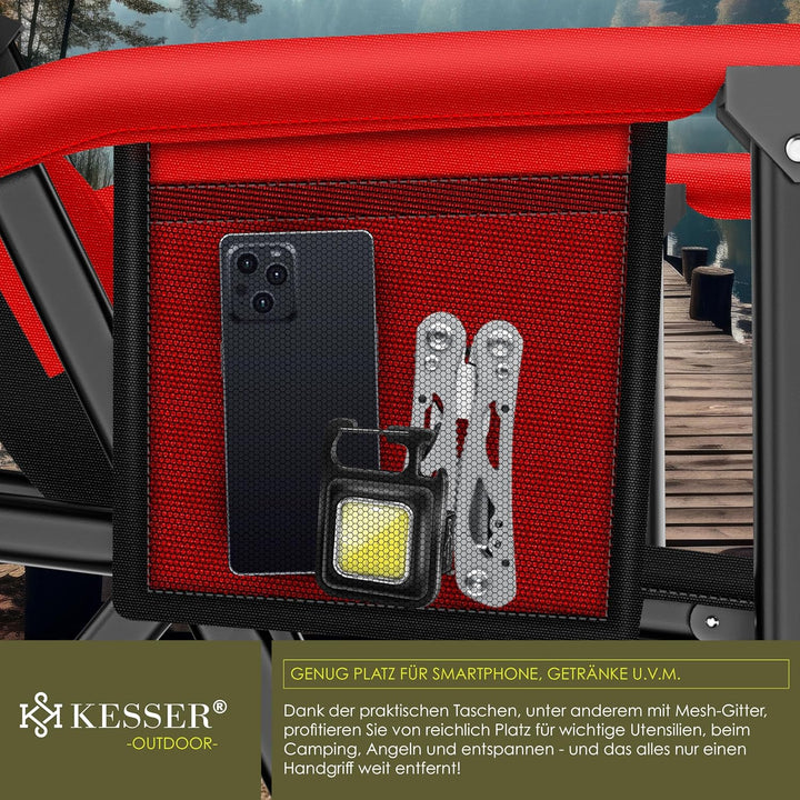 KESSER® Campingstuhl faltbar bis 160 kg | Angelstuhl Faltstuhl Klappstuhl Gepolstert mit Armlehnen |
