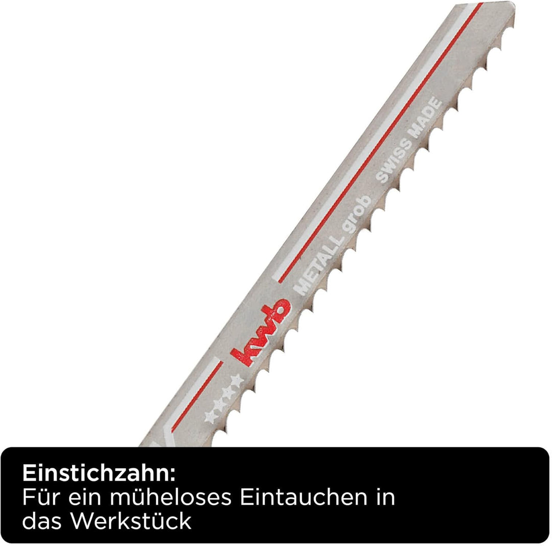 kwb Stichsägeblätter für Metall aus stabilem Bi-Metall, hochelastisch, mit Einnockenschaft (T-Schaft