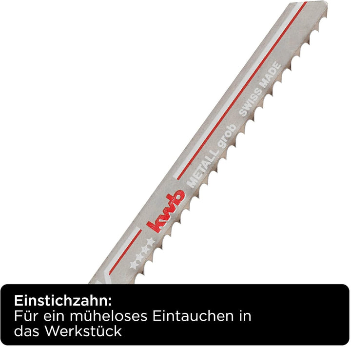 kwb Stichsägeblätter für Metall aus stabilem Bi-Metall, hochelastisch, mit Einnockenschaft (T-Schaft
