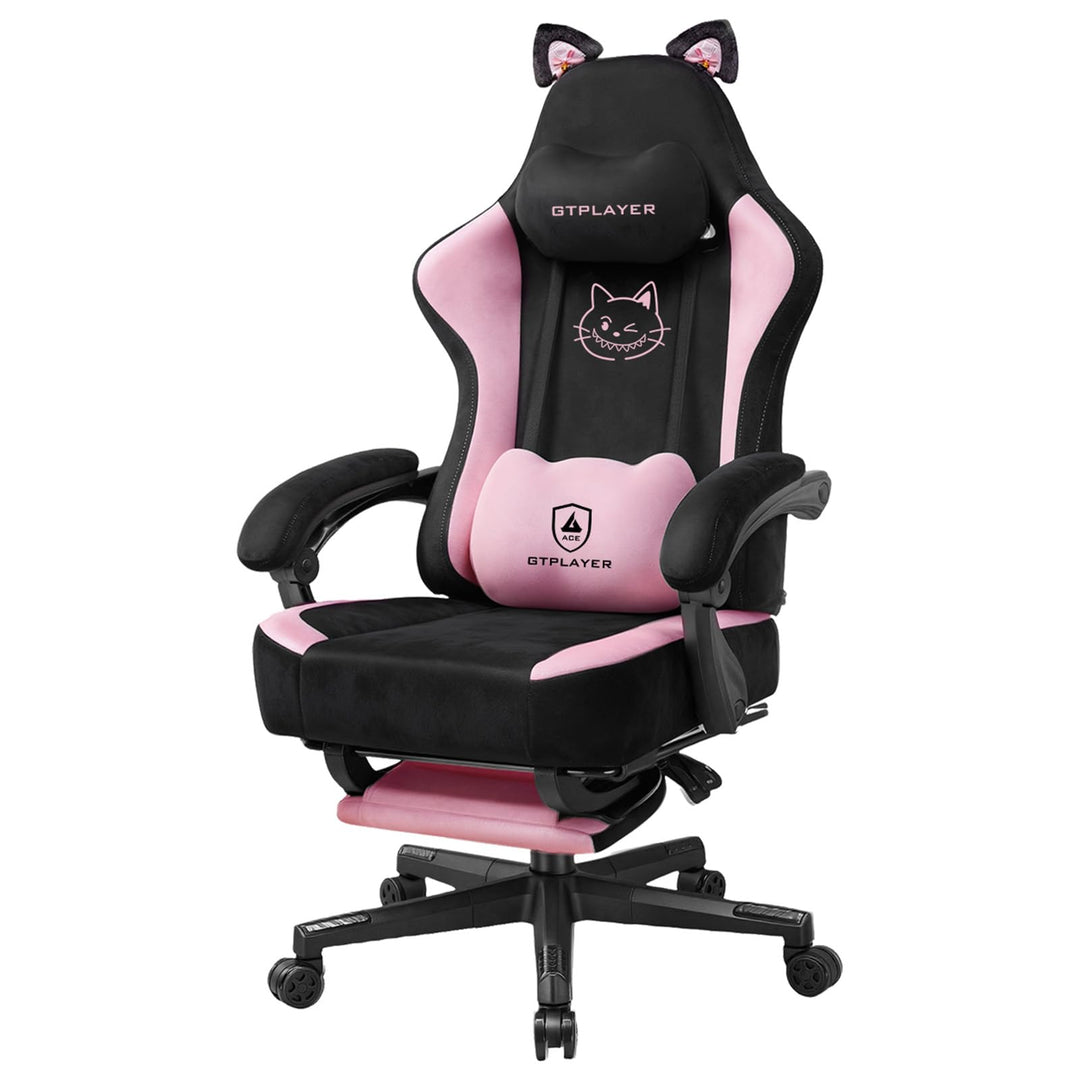 GTPLAYER Niedlicher Gaming Stuhl mit Samtstoff, Gaming Chair, ergonomischer Bürostuhl Gamer Stuhl mi