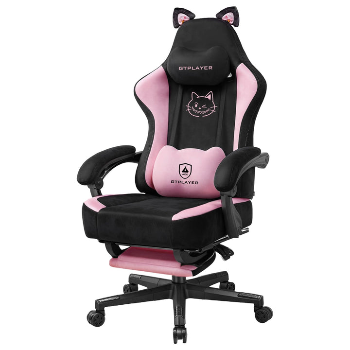 GTPLAYER Niedlicher Gaming Stuhl mit Samtstoff, Gaming Chair, ergonomischer Bürostuhl Gamer Stuhl mi