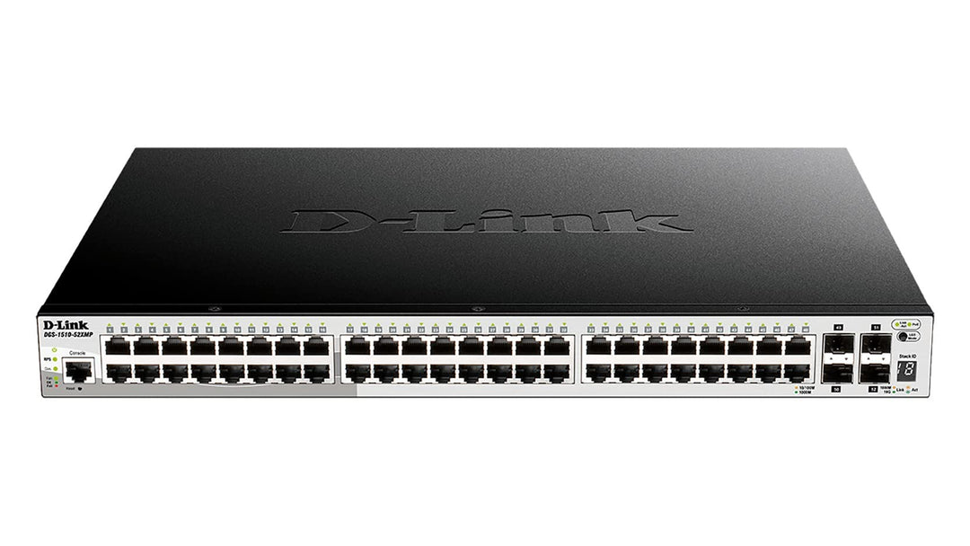 D-Link DGS-1510-52XMP/E, 52-Port Layer 2/3 Smart Managed PoE Gigabit Stack Switch (48 x 10/100/1000