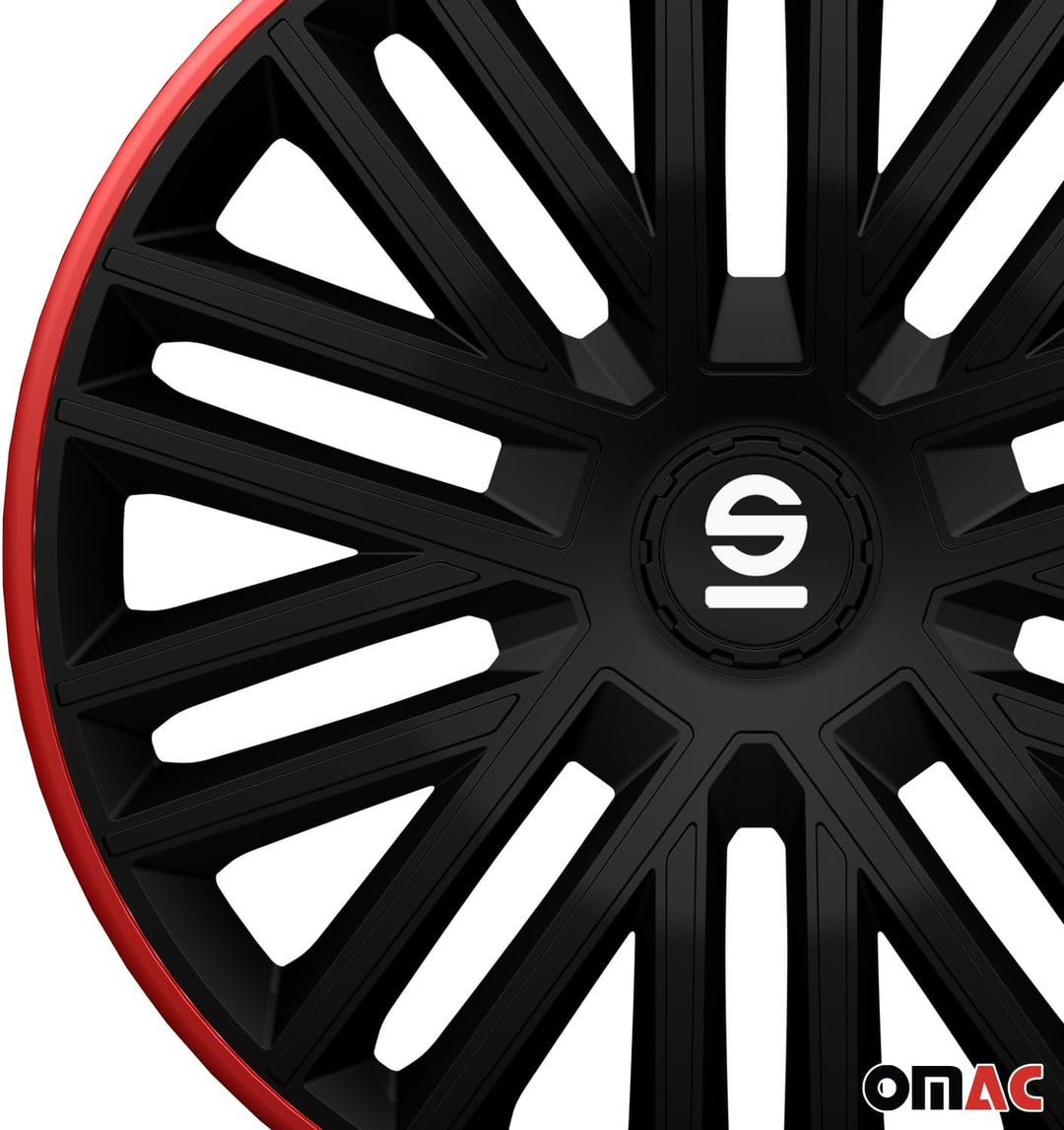 Sparco Radzierblenden Bergamo - 14-Zoll - Schwarz/Rot - Satz mit 4 Stück