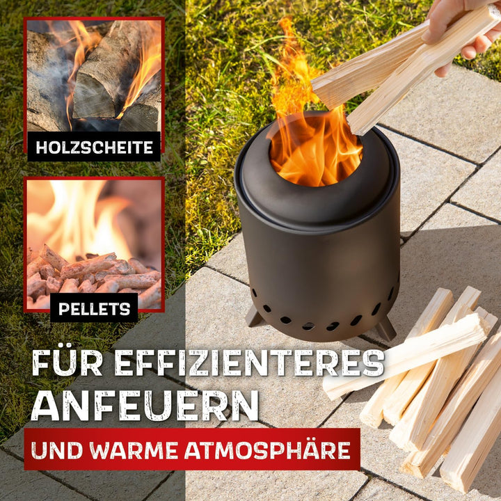 LANDMANN Feuerschale rauchfrei | Outdoor Feuerkorb | Feuertonne für Garten, Terrasse & Camping | kle