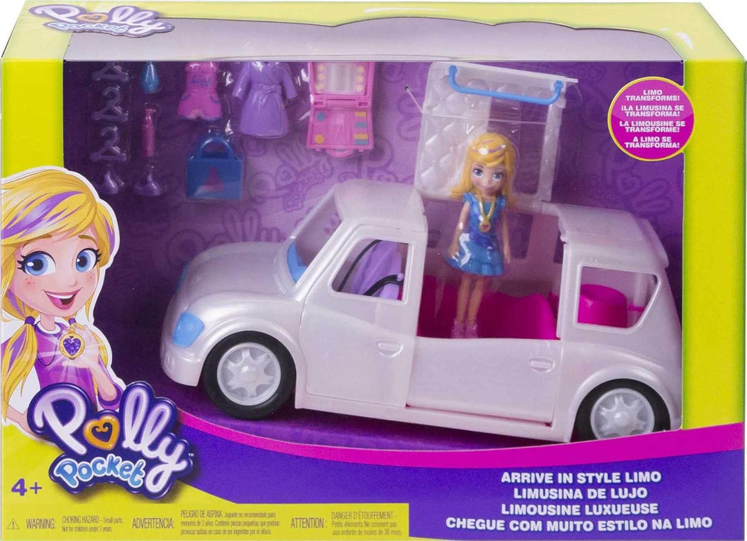 Polly Pocket GDM19 - Modespass Limousine mit Make-up und Modezubehör, Puppen Spielzeug ab 4 Jahren,