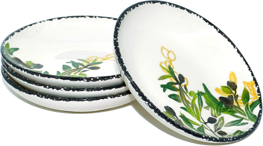 Lashuma Keramik Suppenteller tief Olive, Teller für Suppe rund 19 cm Ø, Olive