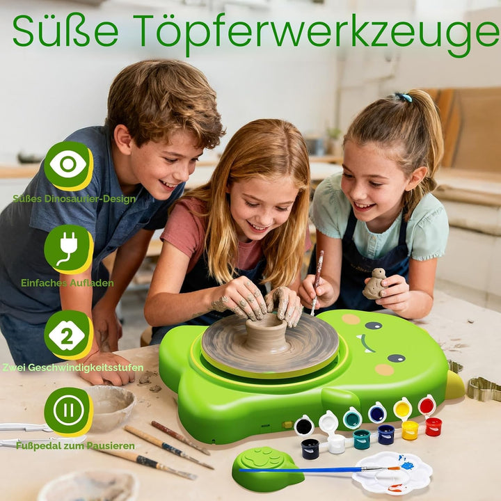 Skirfy Mini-Töpferscheiben-Maschinen-Set für Anfänger und Kinder, mit Licht, elektrisches Keramikrad