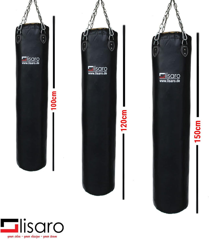 Lisaro Profi Boxsack/Sandsack 100/120/150 cm | geeig. für Jede Sportart | ungefüllt | inkl. Vierpunk